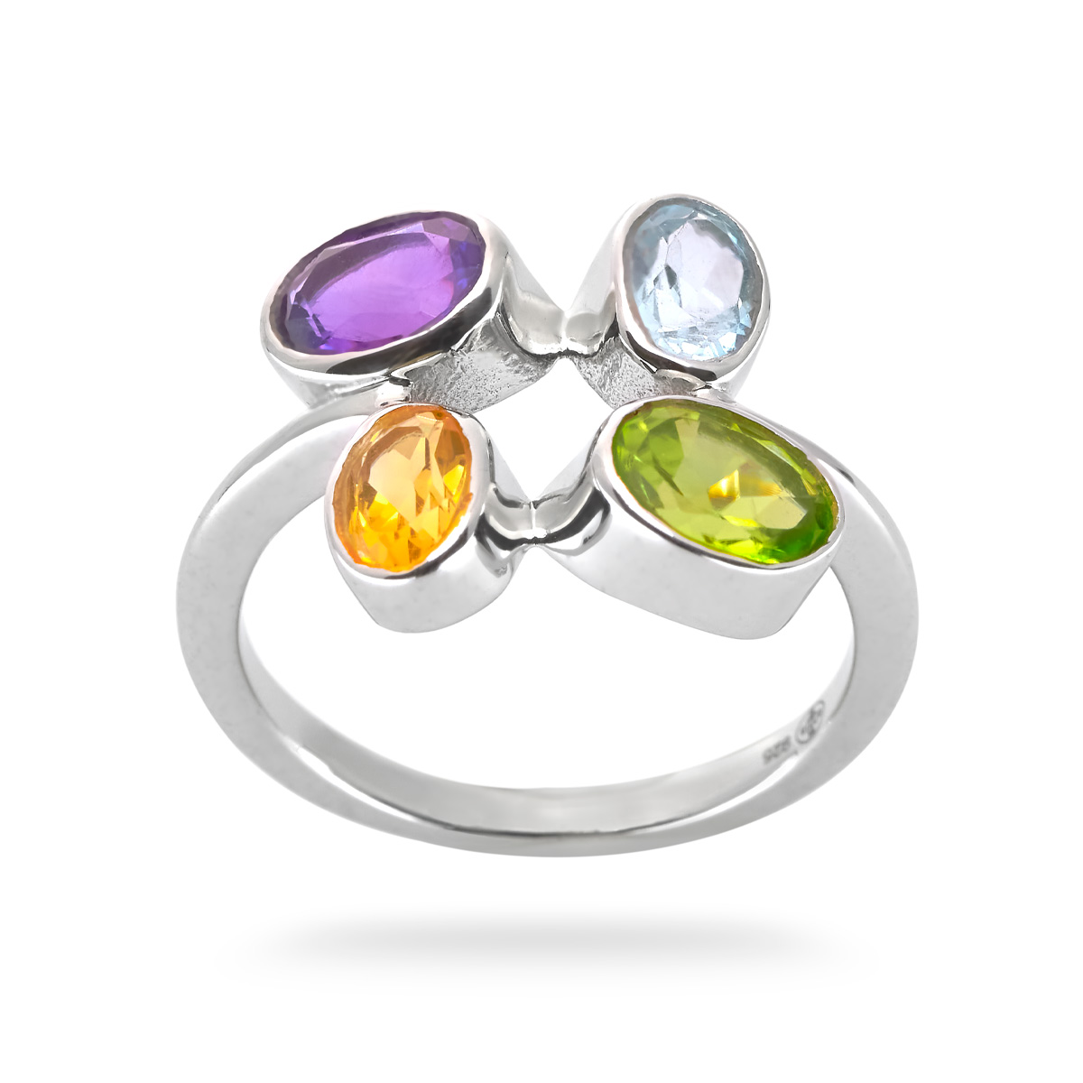 Silver Ring peridot amethyste Tessa