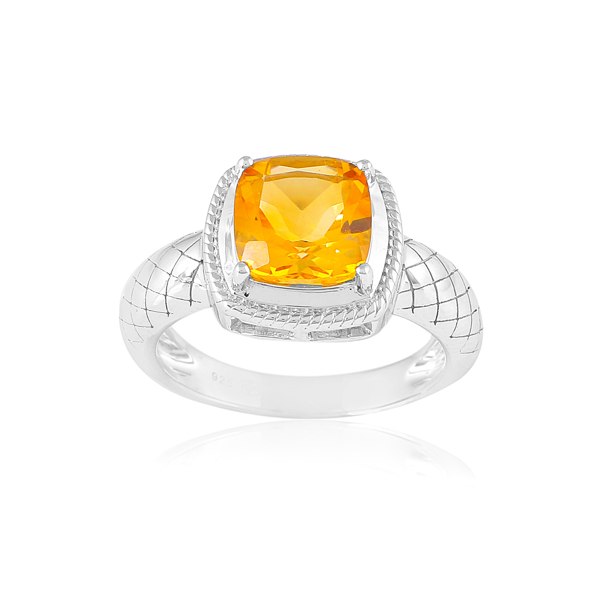 Silver ring in citrine Clarence