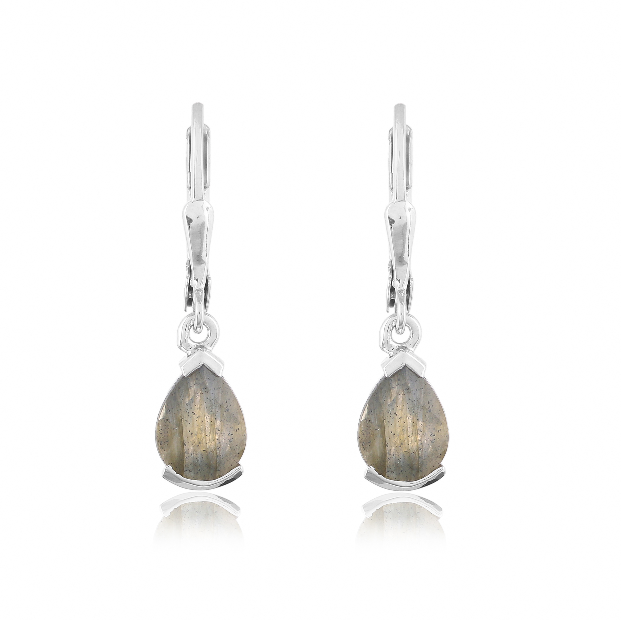 Silver earings in labradorite Charlotte