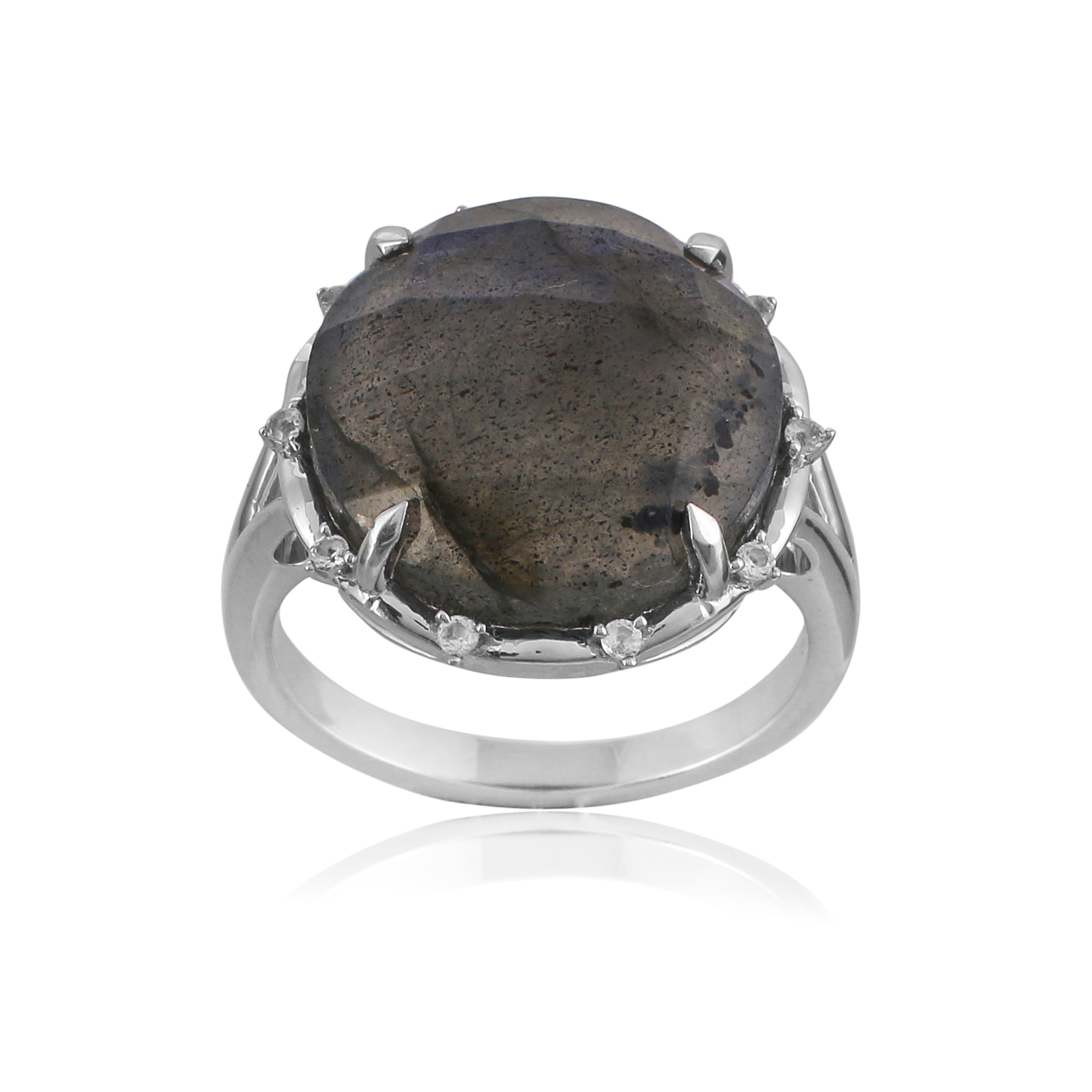 Silver Ring, faceted labradorite Fiona
