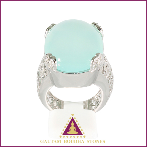 Bague en argent 925, anneau travaillé, calcédoine verte Bague en argent 925, anneau travaillé, calcédoine verte