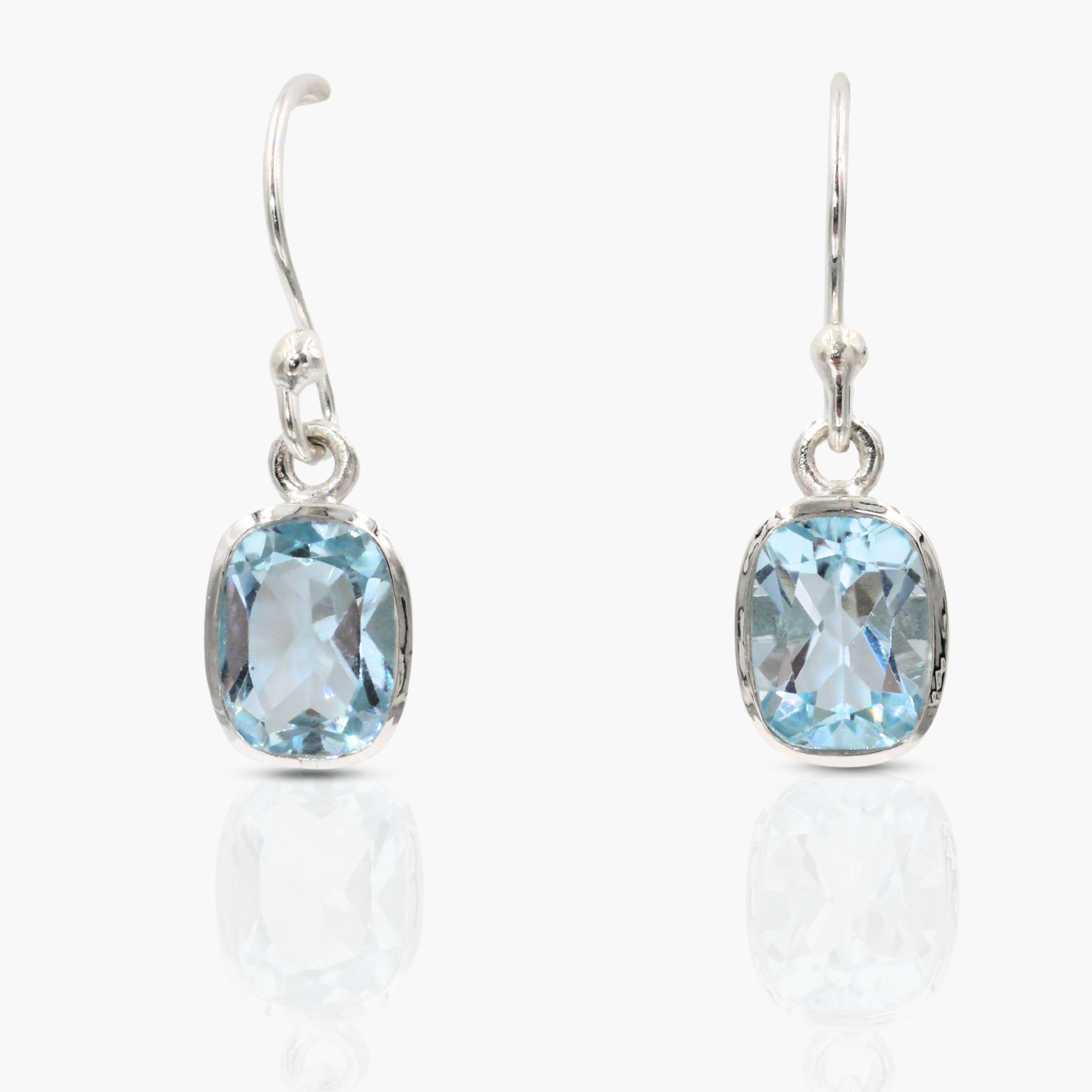 Silver blue topaz earings