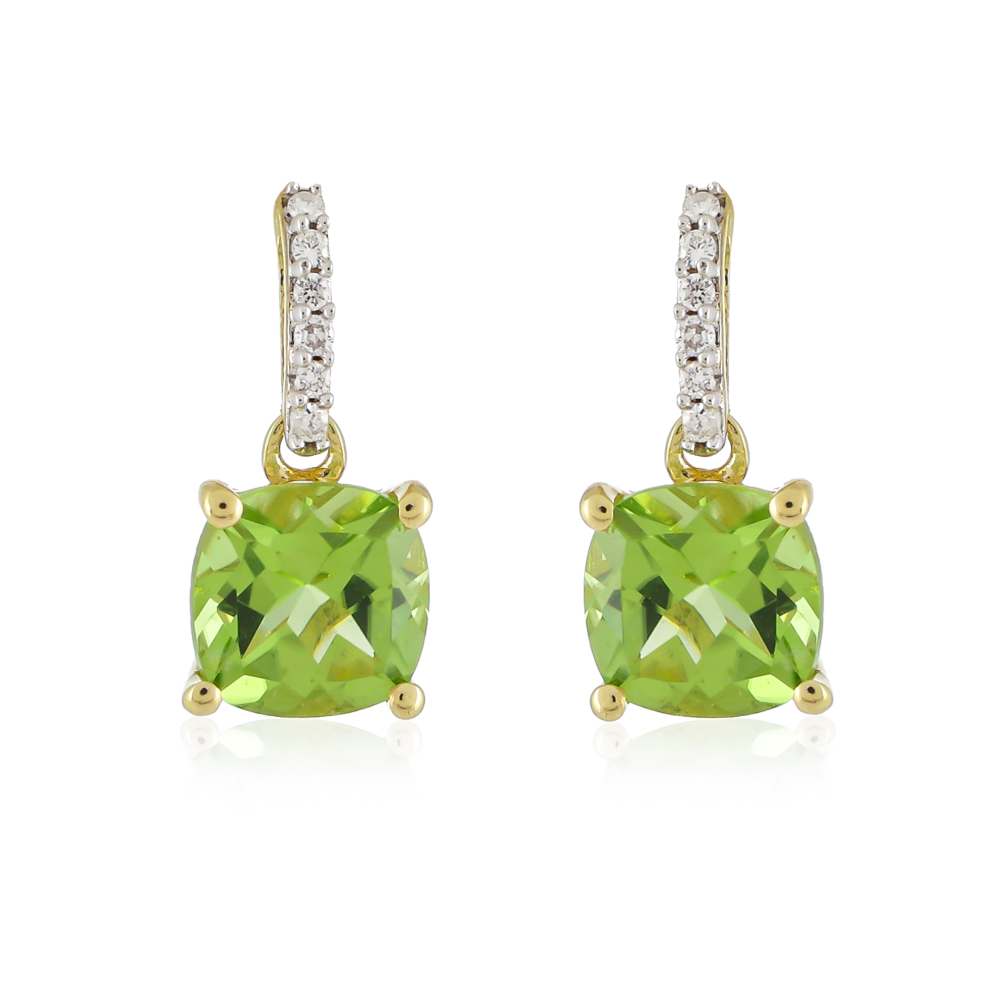 Boucles d'oreilles en or 9 carats, Peridot et Diamants BeauReal