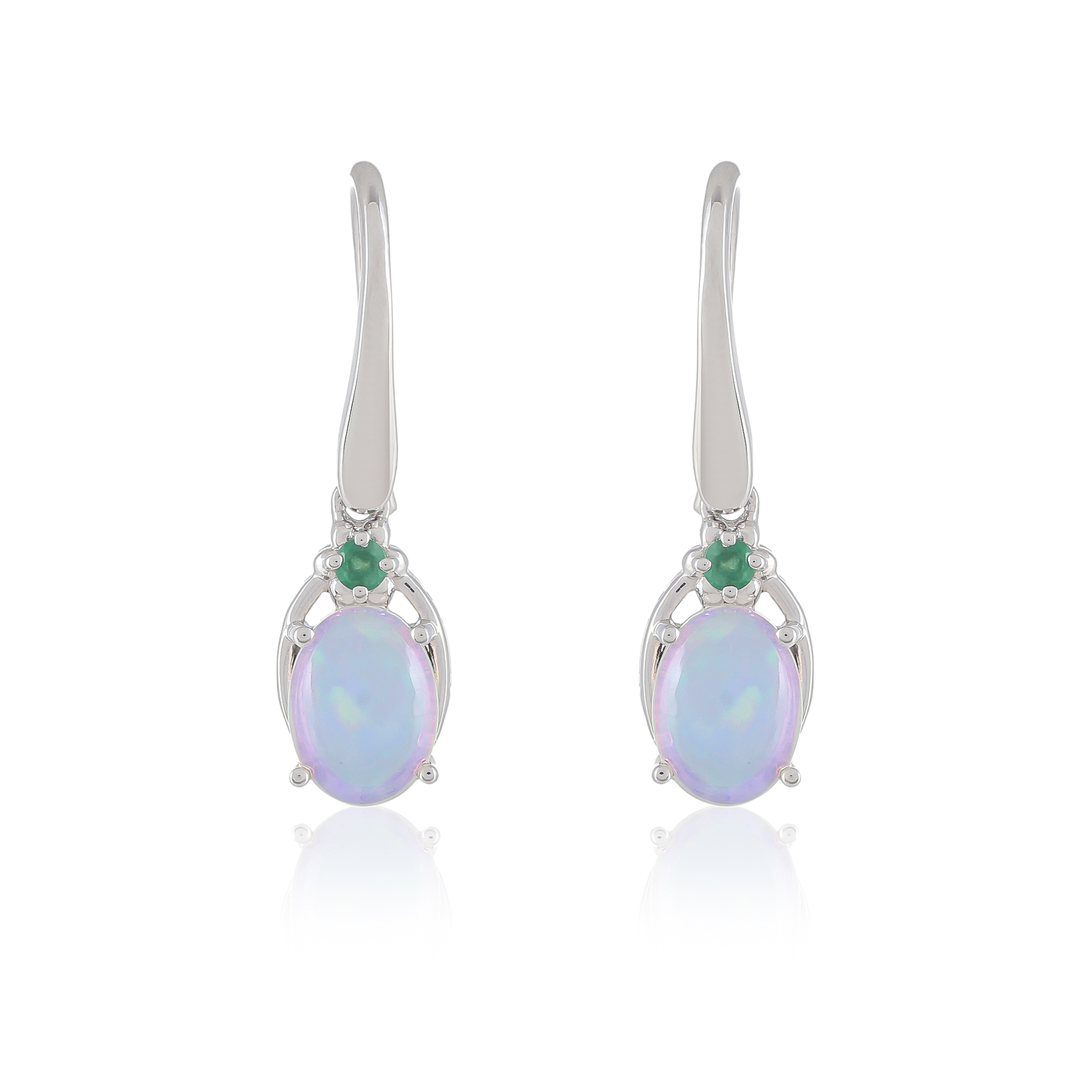 Silver earrings, Opal, Emerald Ton'Ciel