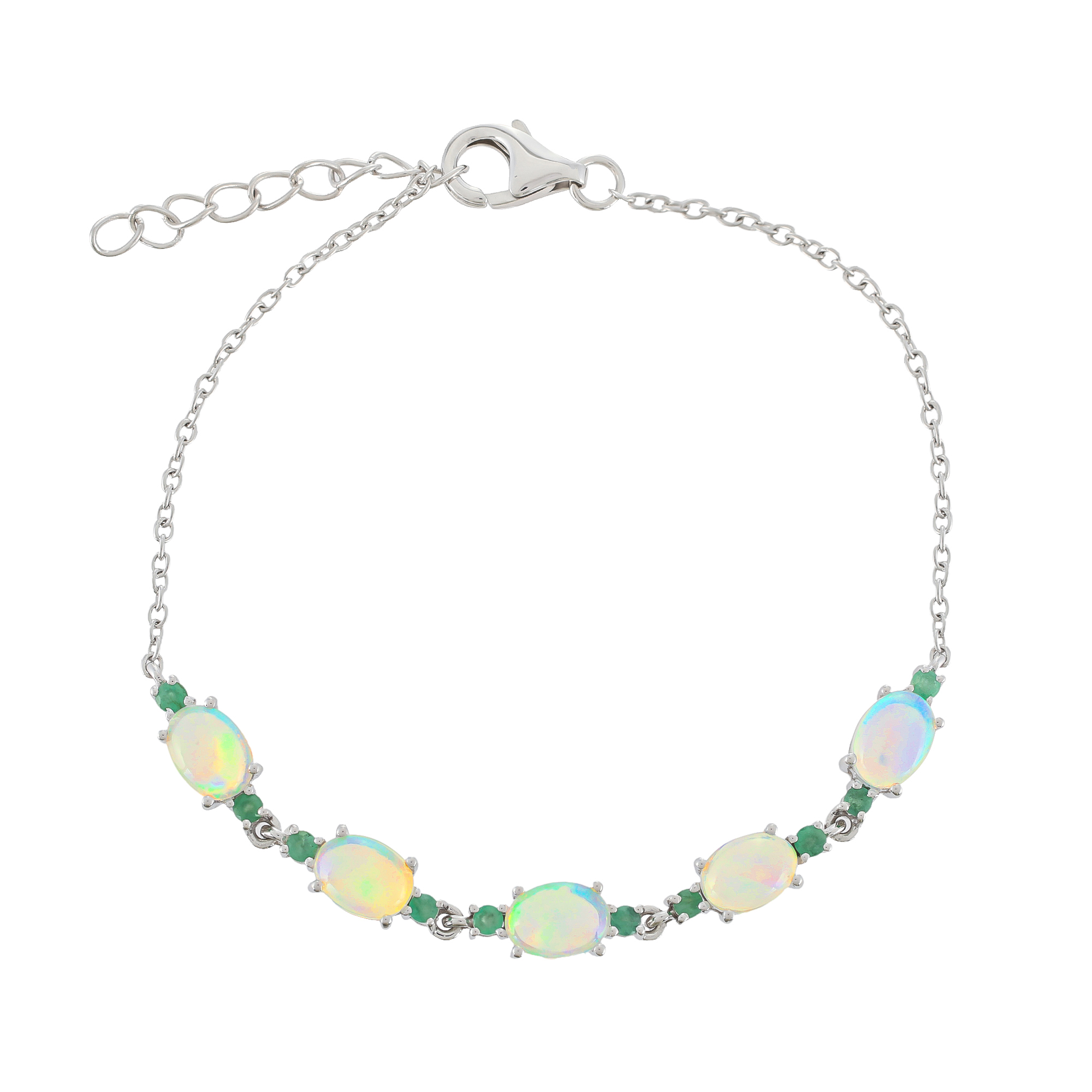 Bracelet en argent, Opale, Emeraude Ton'Ciel