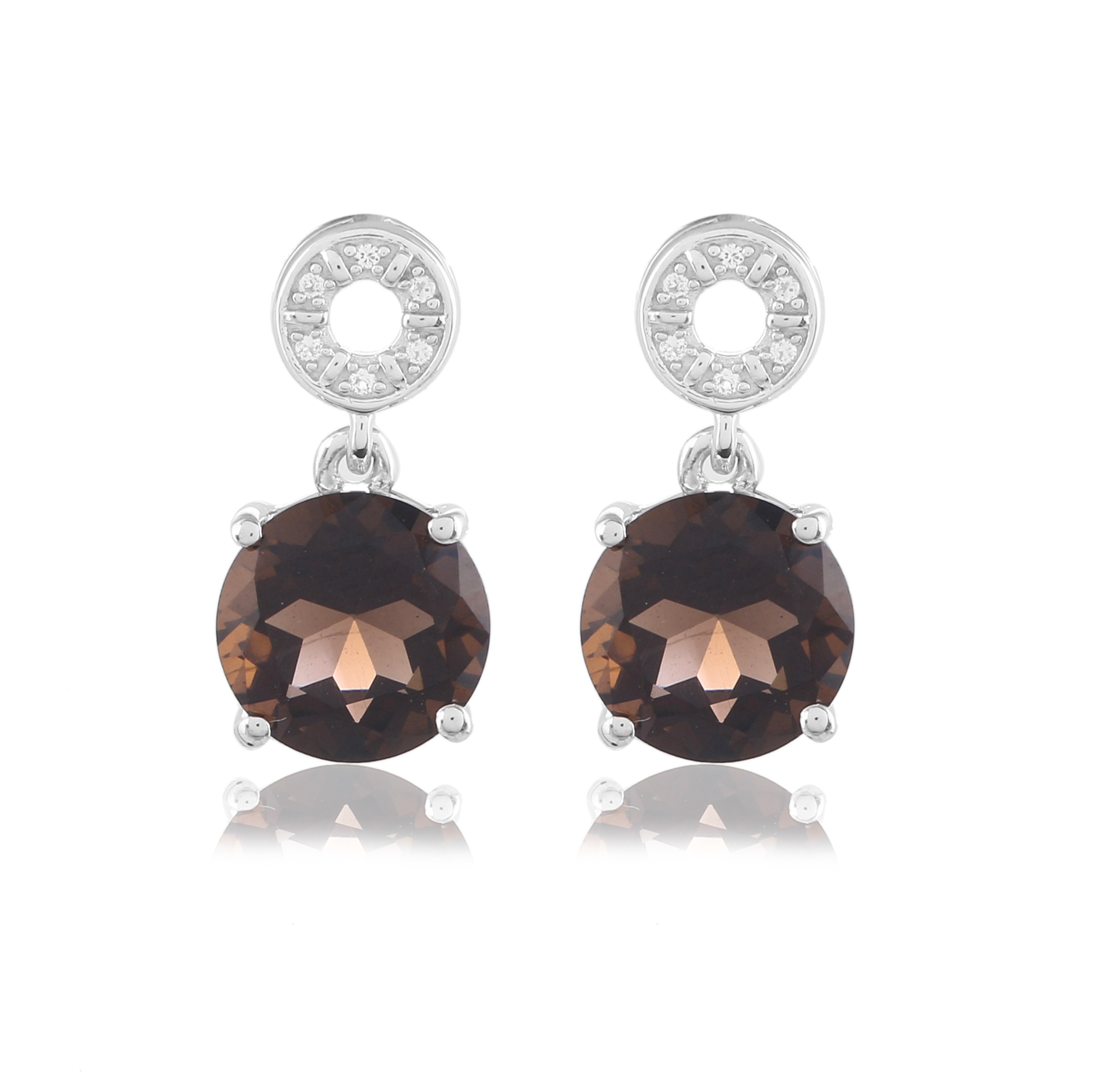 Boucle d'oreilles en argent et quartz fume Chelsea