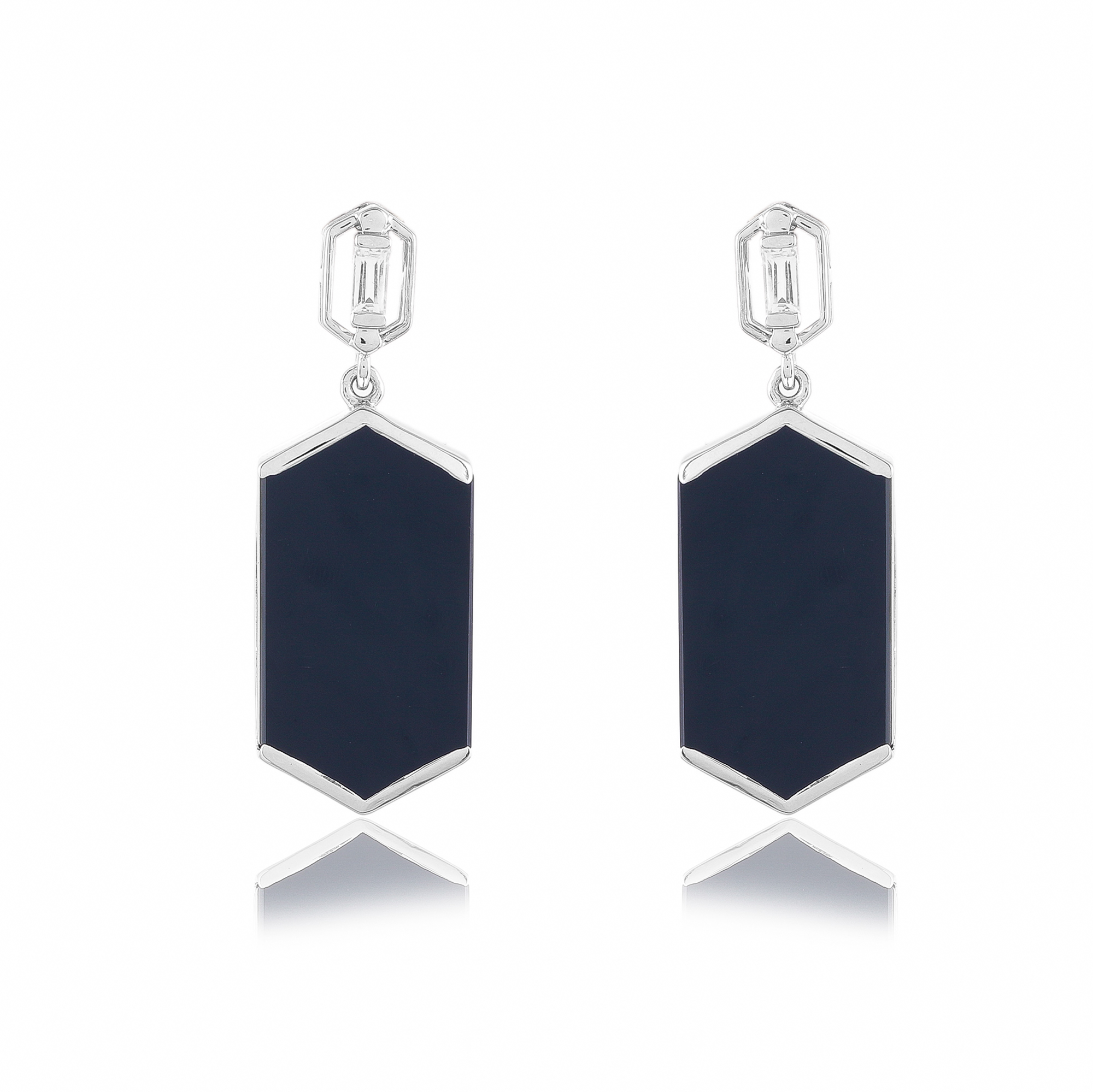 Silver earings in onyx