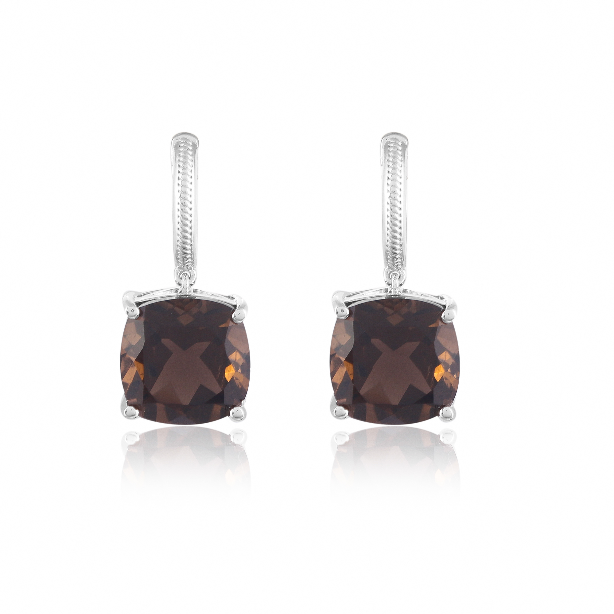 Silver earings in smokey quartz Cassandra