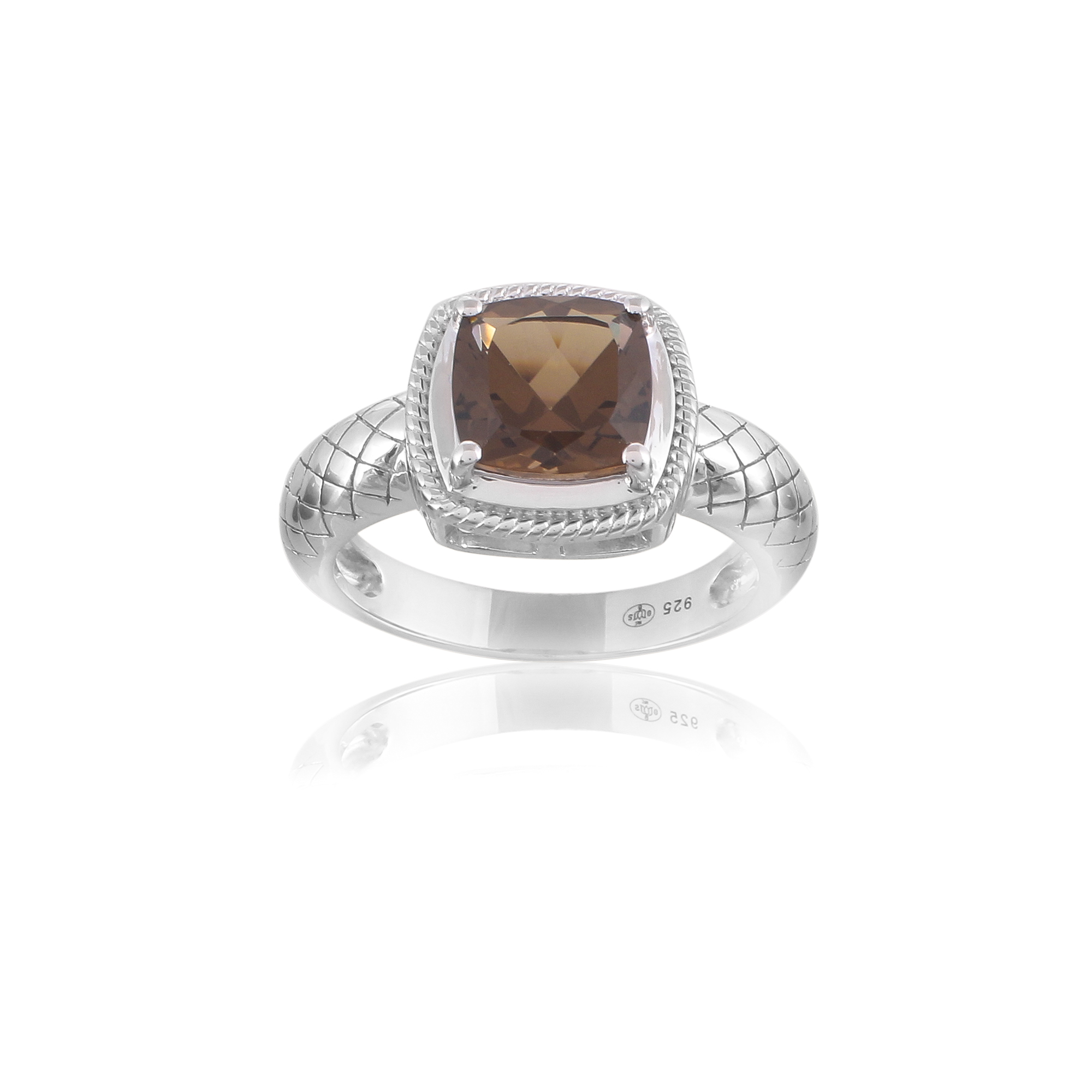 Silver ring in smokey quartz Clarence