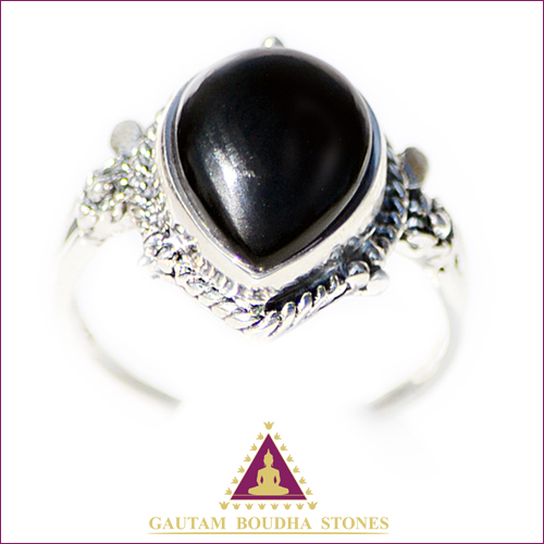 Bague en argent 925. Onyx noir - de face Bague en argent 925. Onyx noir - de face