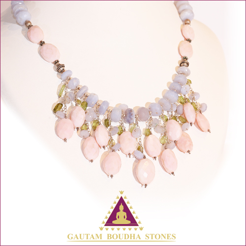 Collier en argent 925. Opale, calcédoine et péridot. Tour de cou 40cm Collier en argent 925. Opale, calcédoine et péridot. Tour de cou 40cm