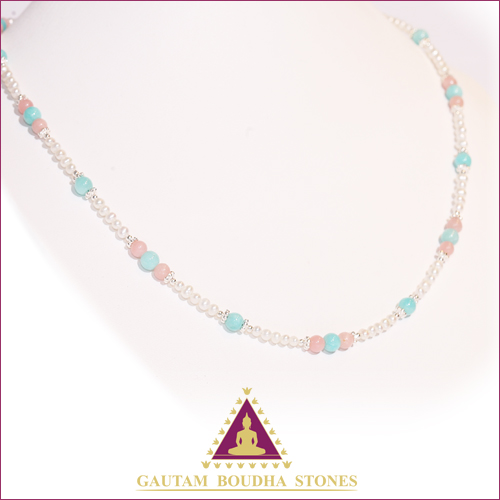 Collier en argent 925. Opale, chrysoprase et perle d'eau douce. Tour de cou 50cm Collier en argent 925. Opale, chrysoprase et perle d'eau douce. Tour de cou 50cm