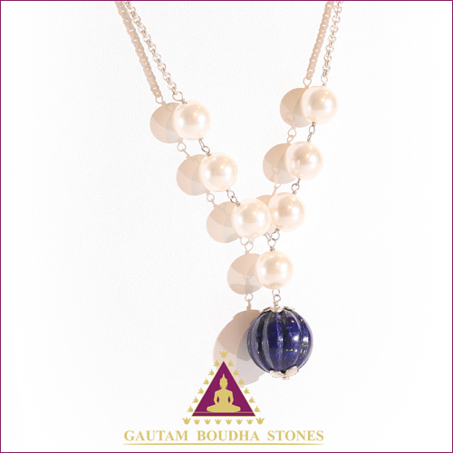 Collier en argent 925. Lapis-lazuli et perles d'eau douce. Tour de cou 80cm Collier en argent 925. Lapis-lazuli et perles d'eau douce. Tour de cou 80cm