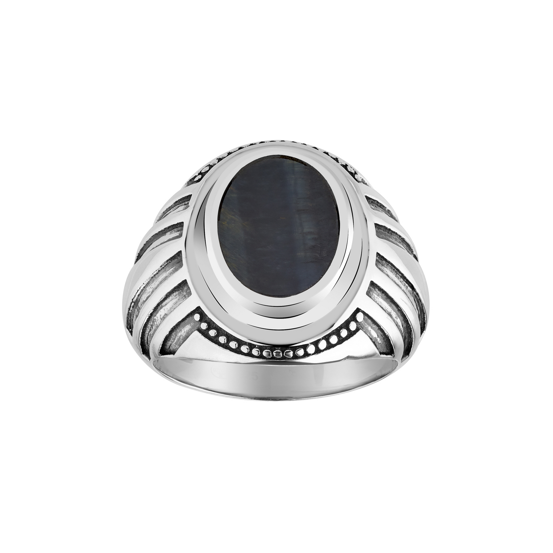 Silver Ring onyx Agostino