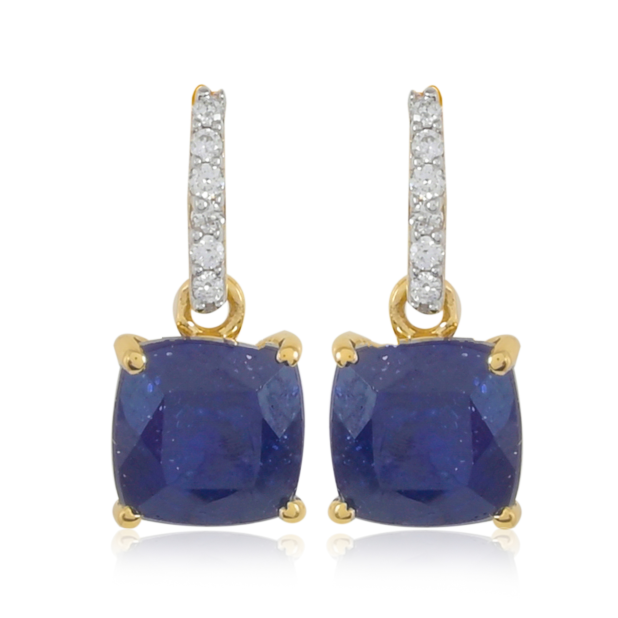Gold Earrings 9 carats, Sapphire and Diamonds BeauReal