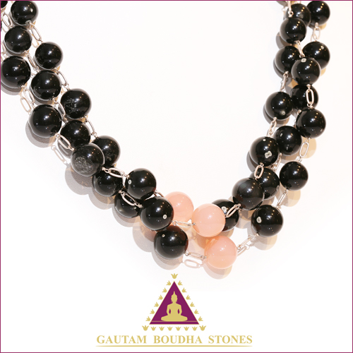 Collier en argent 925. Obsidienne mouchetée et quartz rose. Tour de cou 50cm Collier en argent 925. Obsidienne mouchetée et quartz rose. Tour de cou 50cm